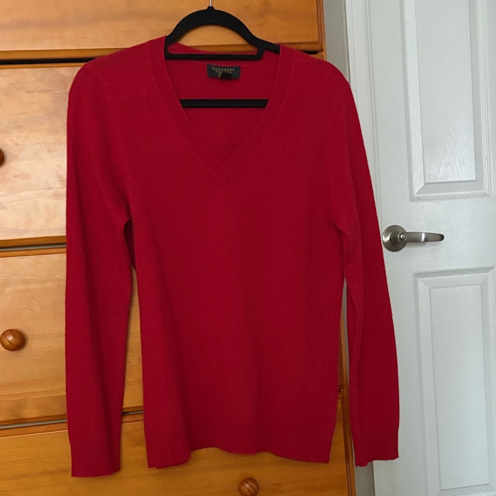 Vibrant Red V-Neck Sweater